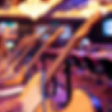 A close-up of musical instruments used by artists during a Las Vegas residency performance