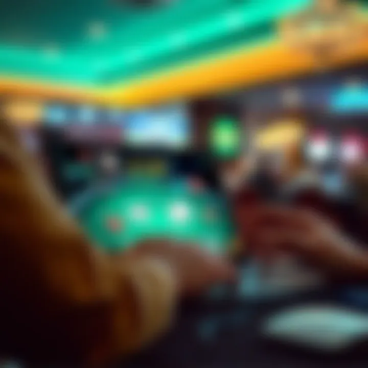 Player strategizing with a poker application on a laptop