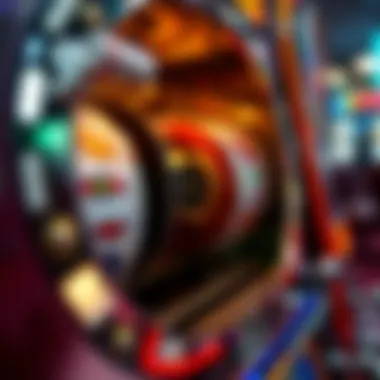 Detailed view of a slot machine's intricate mechanics