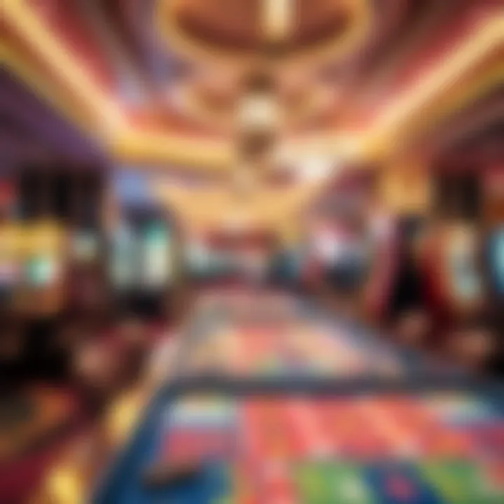 Excitement on the Gaming Floor Vibrant gaming floor filled with various gaming tables