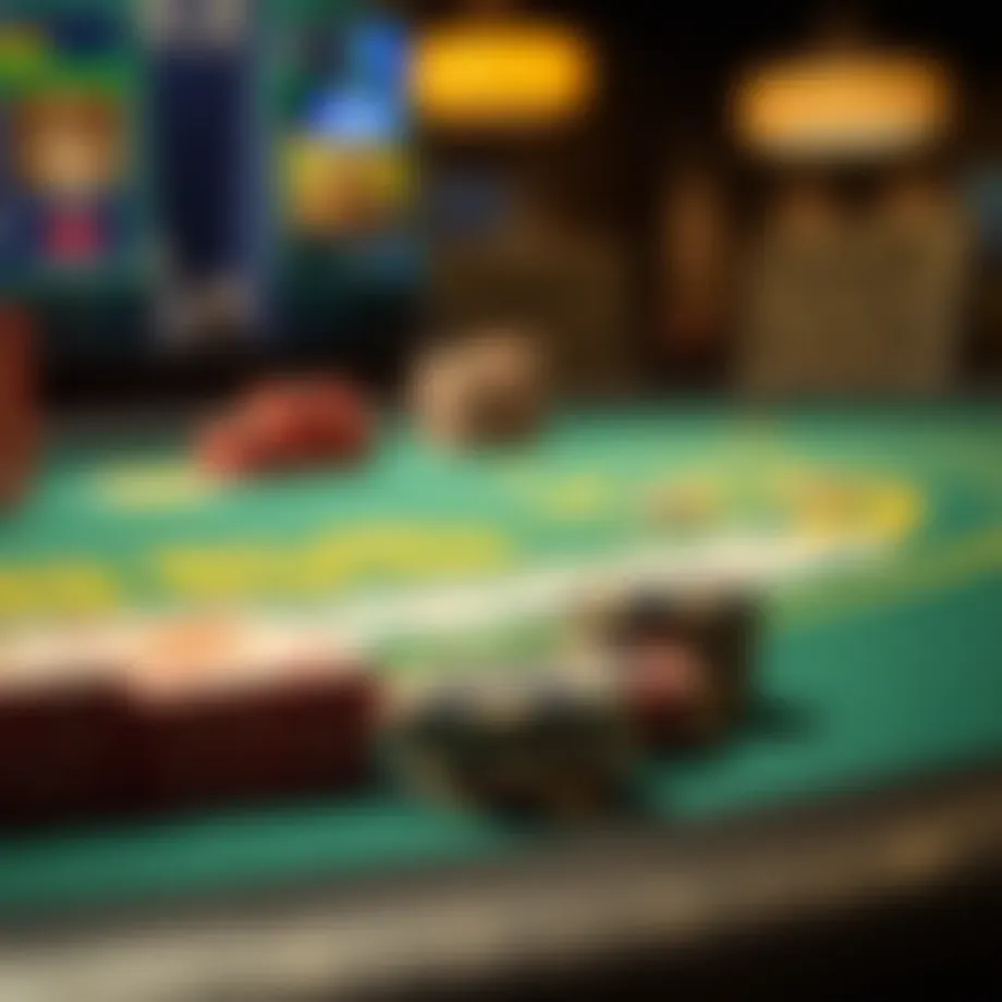 Detailed view of a Mississippi Stud Poker table setup