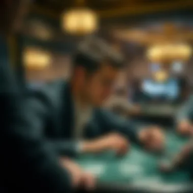 Novice player focusing at the table