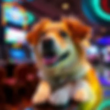 Happy dog enjoying the casino environment