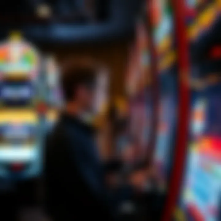 A close-up view of players engaging with cash grabber machines