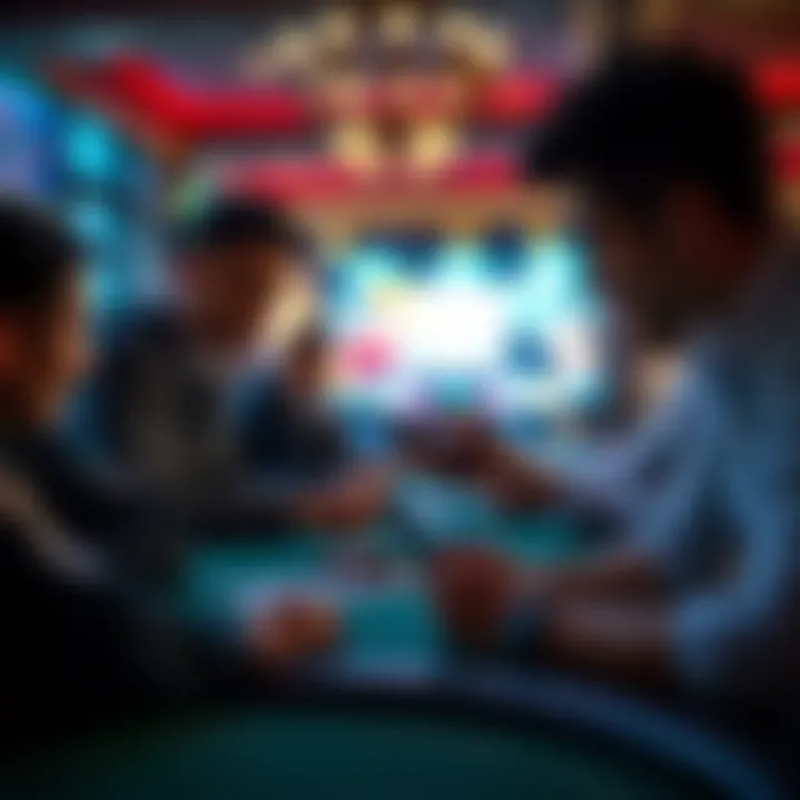 A group of friends engaged in an online poker game on their devices