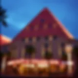 Exterior view of the Pyramid Hotel showcasing its unique architecture