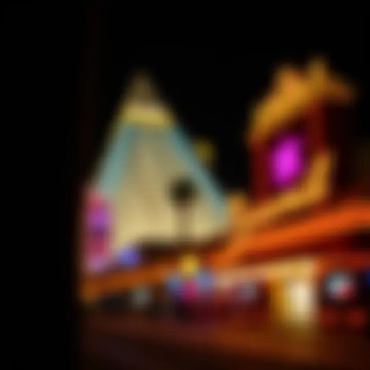 Vibrant Nightlife Surrounding the Pyramid Hotel Illuminated nightlife view of the Pyramid Hotel