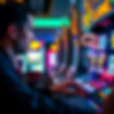 Engagement and Strategy in Slot Machine Play A player intently observing a slot machine