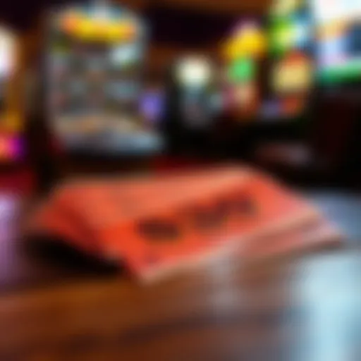 A close-up of $30 scratcher tickets displayed on a wooden table