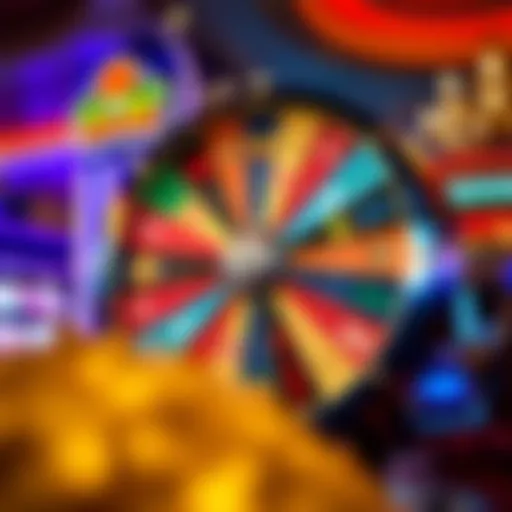 A vibrant casino wheel showcasing various promotional prizes