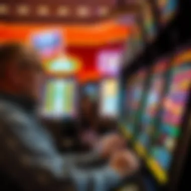 Player engaged in strategic gameplay at a slot machine