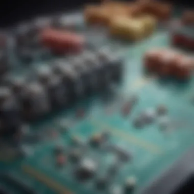 A close-up of electronic components used in modern card shuffling technology