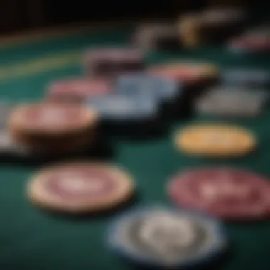 Close-up of unique poker chips used at The Orleans