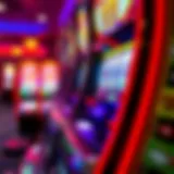 Vibrant Slot Machine Display A close-up of a slot machine with vibrant graphics and lights