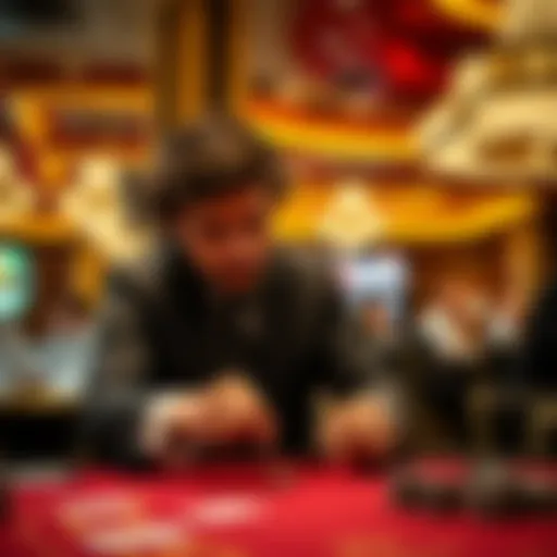 A professional casino dealer conducting a game at a table