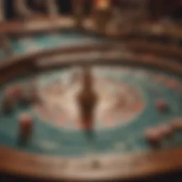 A vintage board casino game setup with intricate pieces and vibrant colors