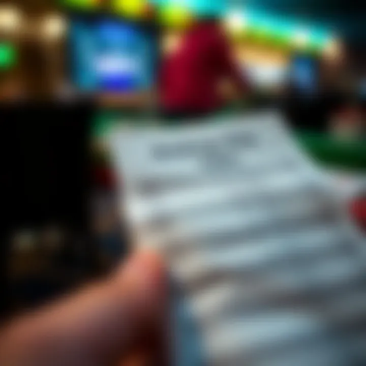 Close-up of a betting slip featuring various horse racing odds