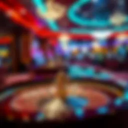 A vibrant live casino setting showcasing a roulette table
